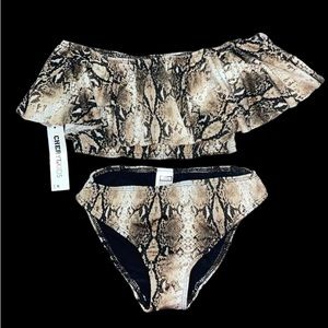Cheryl Kids 2 piece snakeskin bathing suit girls size M 10/12